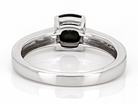 Black Spinel Rhodium Over Sterling Silver Solitaire Ring 0.97ct