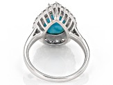 Blue Larimar Rhodium Over Sterling Silver Ring 0.68ctw