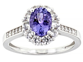 Blue Tanzanite Rhodium Over Sterling Silver Ring 2.19ctw