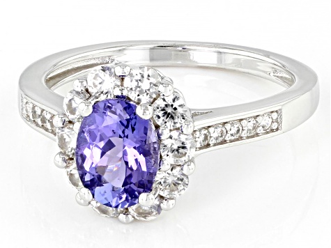 Blue Tanzanite Rhodium Over Sterling Silver Ring 2.19ctw