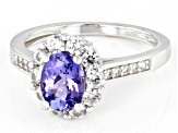 Blue Tanzanite Rhodium Over Sterling Silver Ring 2.19ctw