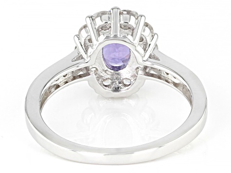 Blue Tanzanite Rhodium Over Sterling Silver Ring 2.19ctw