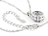 Blue Tanzanite Rhodium Over Sterling Silver Pendant With Chain 2.10ctw