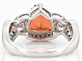 Red Labradorite Rhodium Over Sterling Silver Ring 2.49ctw