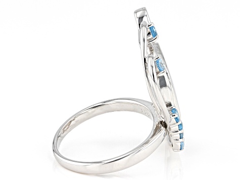 Blue Mother-Of -Pearl Rhodium Over Sterling Silver Butterfly Ring