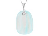 Blue Mother-Of Pearl Rhodium Over Sterling Silver Pendant With Chain