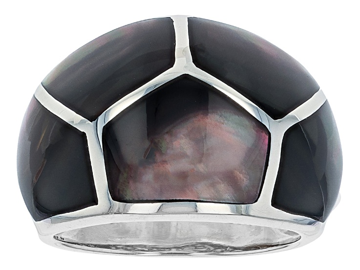 Black Tahitian Mother-Of-Pearl Sterling Silver Band Ring