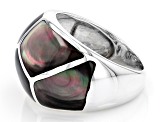 Black Tahitian Mother-Of-Pearl Sterling Silver Band Ring