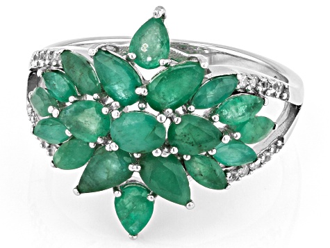 Green Sakota Emerald Rhodium Over Silver Ring 1.98ctw