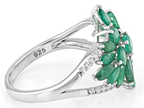 Green Sakota Emerald Rhodium Over Silver Ring 1.98ctw