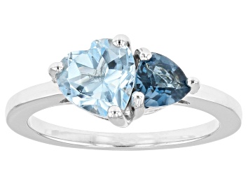 Picture of Sky Blue Topaz Rhodium Over Silver 2-Stone Ring 1.78ctw