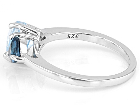 Sky Blue Topaz Rhodium Over Silver 2-Stone Ring 1.78ctw