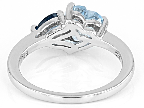 Sky Blue Topaz Rhodium Over Silver 2-Stone Ring 1.78ctw