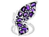 Purple African Amethyst Rhodium Over Sterling Silver Butterfly Ring 3.36ctw