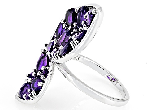Purple African Amethyst Rhodium Over Sterling Silver Butterfly Ring 3.36ctw