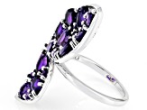 Purple African Amethyst Rhodium Over Sterling Silver Butterfly Ring 3.36ctw