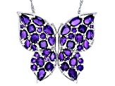 Purple African Amethyst Rhodium Over Sterling Silver Butterfly Pendant With Chain 7.84ctw