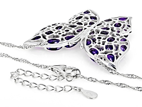 Purple African Amethyst Rhodium Over Sterling Silver