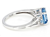 Swiss Blue Topaz Rhodium Over Sterling Silver Ring 2.51ctw