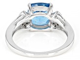 Swiss Blue Topaz Rhodium Over Sterling Silver Ring 2.51ctw