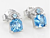 Swiss Blue Topaz Rhodium Over Sterling Silver Earrings 2.10ctw