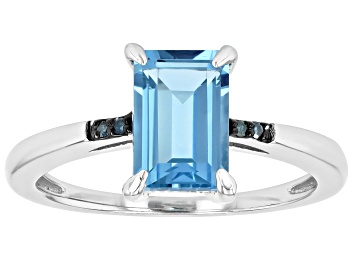Picture of Swiss Blue Topaz Rhodium Over Sterling Silver Ring 1.80ctw