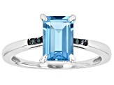 Swiss Blue Topaz Rhodium Over Sterling Silver Ring 1.80ctw