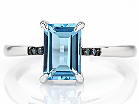 Swiss Blue Topaz Rhodium Over Sterling Silver Ring 1.80ctw