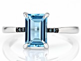 Swiss Blue Topaz Rhodium Over Sterling Silver Ring 1.80ctw