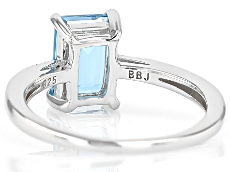 Swiss Blue Topaz Rhodium Over Sterling Silver Ring 1.80ctw