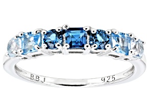London Blue Topaz Rhodium Over Silver Band Ring 0.99ctw