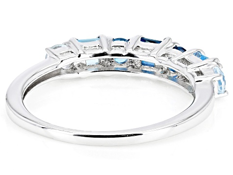 London Blue Topaz Rhodium Over Silver Band Ring 0.99ctw