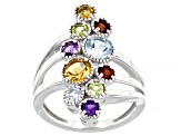 Multi-Gem Rhodium Over Sterling Silver Ring 1.90ctw