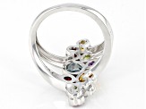 Multi-Gem Rhodium Over Sterling Silver Ring 1.90ctw