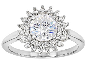 White Strontium Tianate Rhodium Over Sterling Silver Ring 2.39ctw