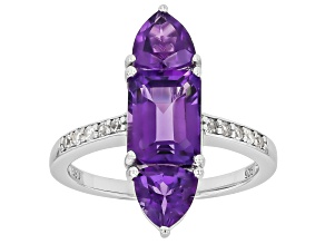 Purple Amethyst Rhodium Over Sterling Silver Ring 3.60ctw