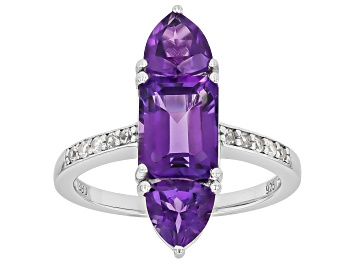 Picture of Purple Amethyst Rhodium Over Sterling Silver Ring 3.60ctw