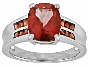 Red Labradorite Rhodium Over Sterling Silver Ring 3.18ctw