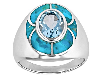 Picture of Sky Blue Topaz Rhodium Over Sterling Silver Ring 2.13ct
