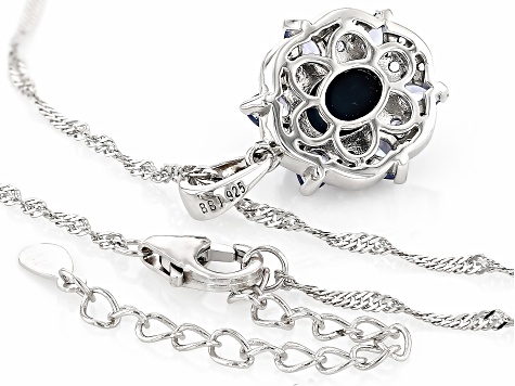 Blue Star Sapphire Rhodium Over Silver Pendant With Chain 1.35ctw