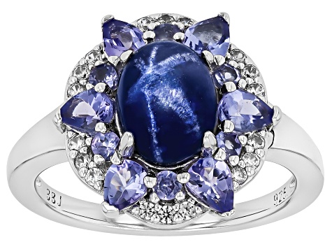 ホウオウ　クリスタルタイプ　psa6 1edition Blue Star Sapphire Rhodium Over Sterling Silver Ring 1.35ctw