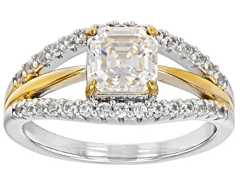 Strontium Titanite Rhodium And 18k Yellow Gold Over Silver Two-Tone Ring 2.06ctw