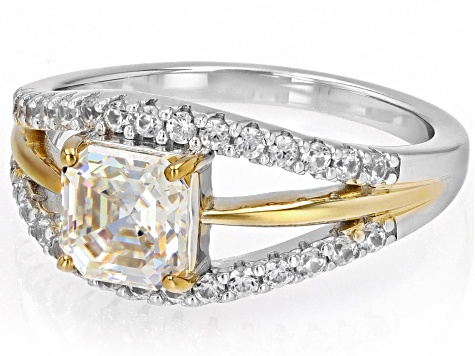 Strontium Titanite Rhodium And 18k Yellow Gold Over Silver Two-Tone Ring 2.06ctw