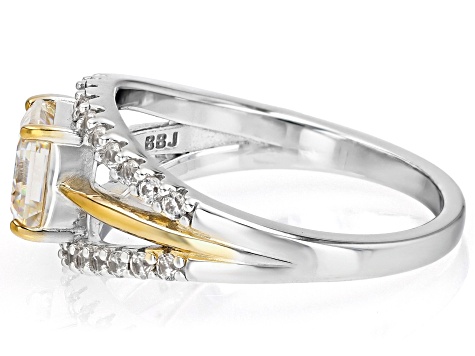 Strontium Titanite Rhodium And 18k Yellow Gold Over Silver Two-Tone Ring 2.06ctw