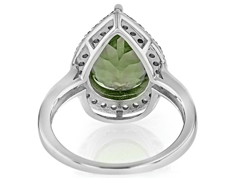 own #13　SILVER TITANIUM / CLEAR GREEN Green Chrome Diopside Rhodium Over Sterling Silver Band Ring