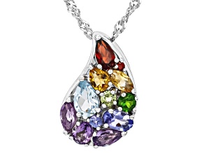 Sky Blue Topaz Rhodium Over Sterling Silver Teardrop Pendant With Chain 1.80ctw