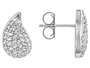 White Lab Created Sapphire Rhodium Over Sterling Silver Teardrop Earrings 1.20ctw