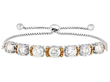 Picture of White Strontium Titanate Rhodium And 18k Yellow Gold Over Silver Bolo Bracelet 8.32ctw