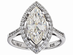 Strontium Titanate Rhodium Over Sterling Silver Ring 3.86ctw