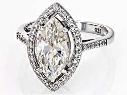 Strontium Titanate Rhodium Over Sterling Silver Ring 3.86ctw